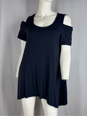 NWT Jones New York Women’s Open / Cold Shoulder Navy Blouse Tunic Top Medium